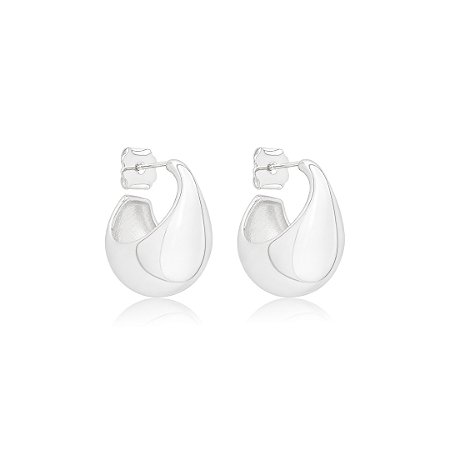Brinco de argola lisa banho em ródio branco