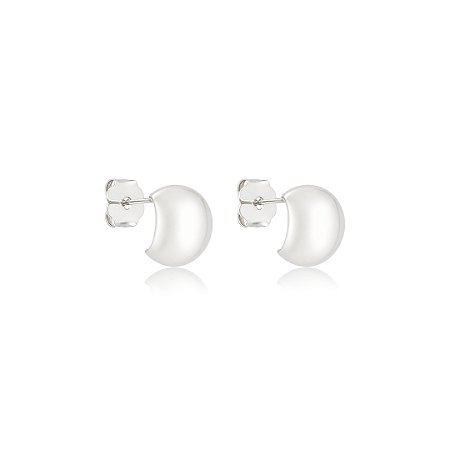 Brinco de argola lisa banho em ródio branco