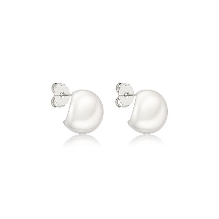 Brinco de argola lisa banho em ródio branco