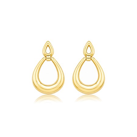 Brinco dourado liso banho em ouro 18k