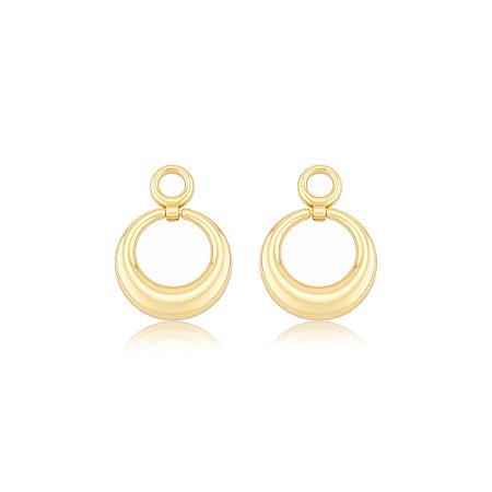 Brinco dourado liso banho em ouro 18k