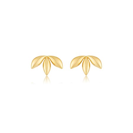 Brinco dourado liso banho em ouro 18k