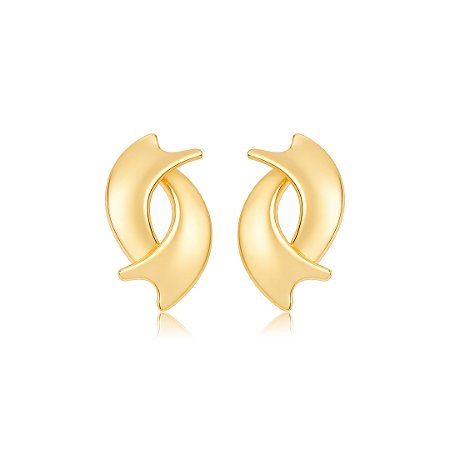Brinco dourado liso banho em ouro 18k