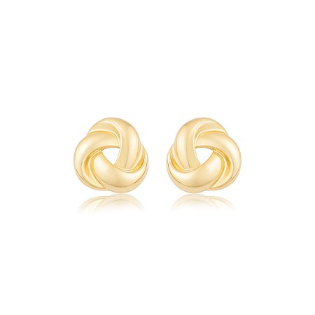 Brinco dourado torcido liso banho em ouro 18k