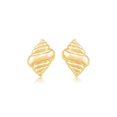 Brinco dourado liso banho em ouro 18k