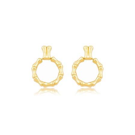 Brinco dourado liso banho em ouro 18k