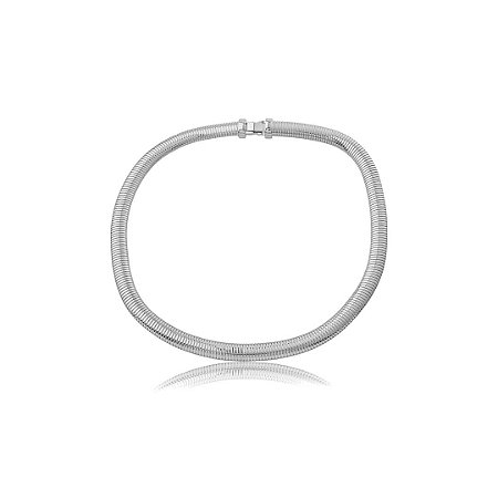 Pulseira de malha snake lisa banho em ródio branco
