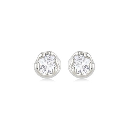 Brinco de base com detalhe em zircônia cristal banho em ródio branco