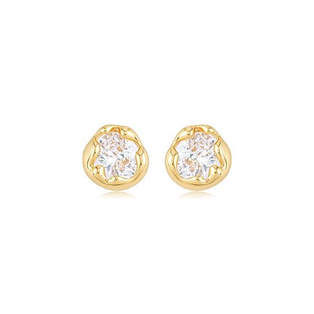 Brinco de base com detalhe em zircônia cristal banho em ouro 18k