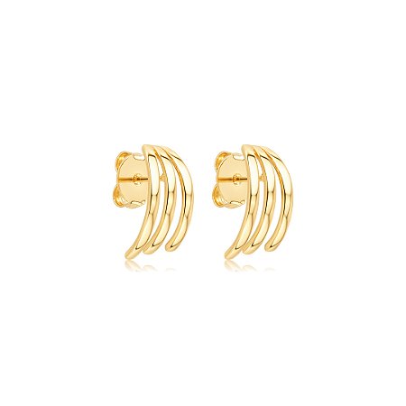 Brinco de argola liso banho em ouro 18k
