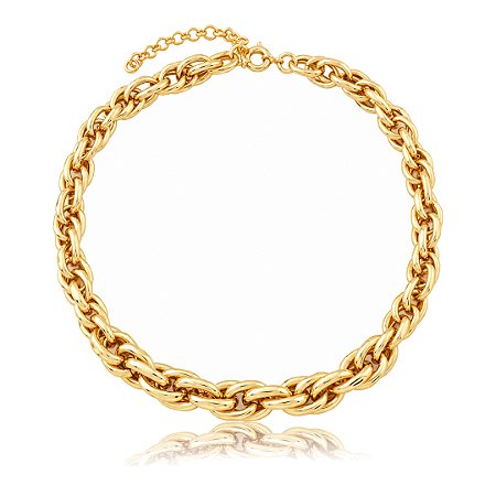 Colar de corrente dourado liso banho em ouro 18k
