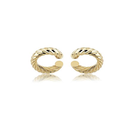 Piercing fake torcido liso banho em ouro 18k