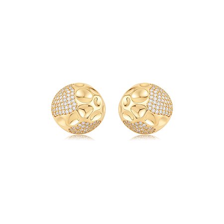 Brinco de base cravejado de zircônia cristal banho em ouro 18k