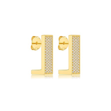 Brinco de argola cravejado de zircônia cristal banho em ouro 18k