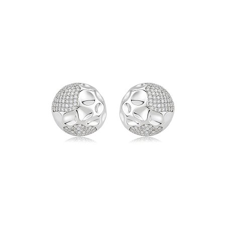 Brinco de base cravejado de zircônia cristal banho em ródio branco