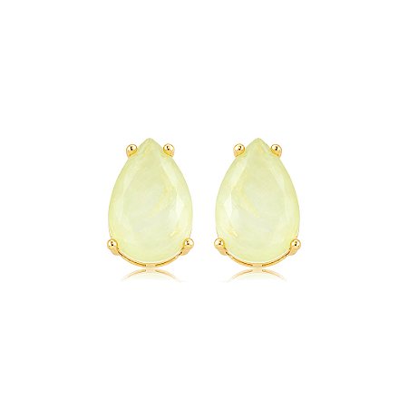 Brinco gota com pedra fusion citrino banho em ouro 18k