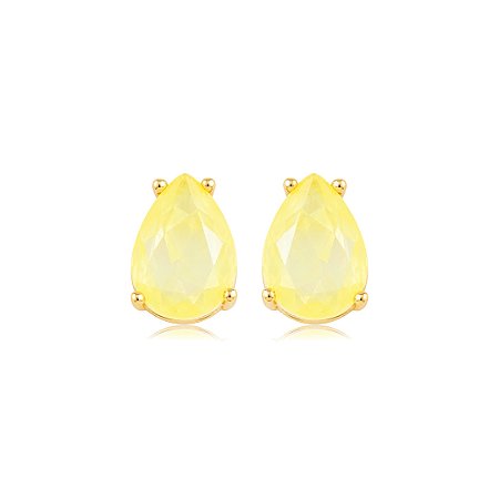 Brinco gota com pedra fusion yellow fancy banho em ouro 18k