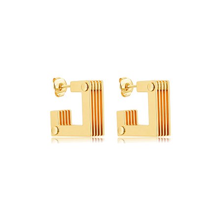 Brinco de argola liso banho em ouro 18k