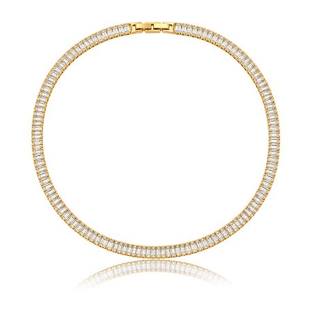 Colar de riviera cravejado de zircônia cristal banho em ouro 18k