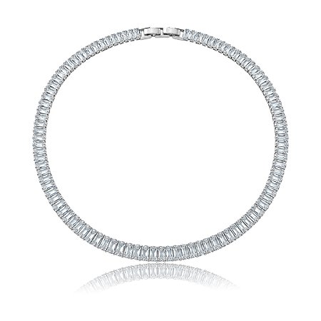 Colar de riviera cravejado de zircônia cristal banho em ródio branco