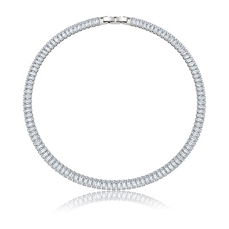 Colar de riviera cravejado de zircônia cristal banho em ródio branco