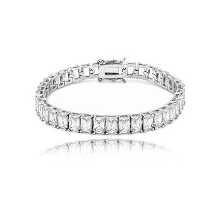 Pulseira riviera cravejada de zircônia cristal banho em ródio branco