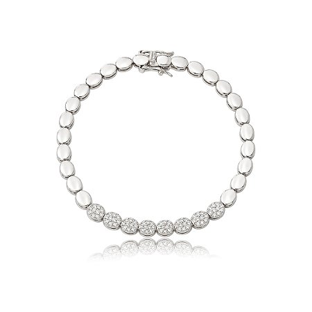 Pulseira cravejada de zircônia cristal banho em ródio branco