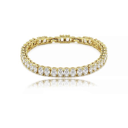 Pulseira de riviera cravejada de zircônia cristal banho em ouro 18k