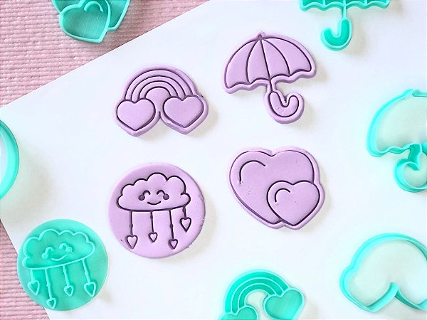 Kit Cortador de Biscoito Chuva de Amor
