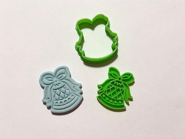 Cortador de Biscoito Sino de Natal com Carimbo