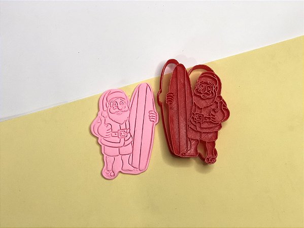 Cortador de Biscoito Papai noel Surfista Verão