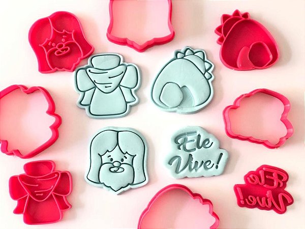 Kit Cortador de Biscoito Páscoa Ele Vive!