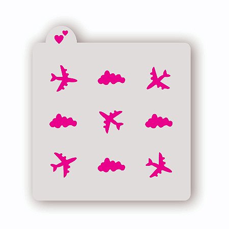 Estêncil aviões e nuvens