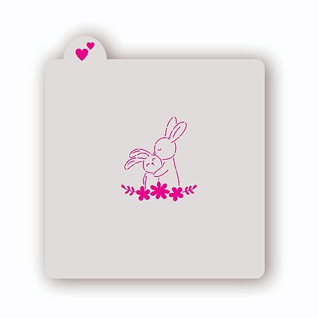 Estêncil Mãe Coelho com filhote