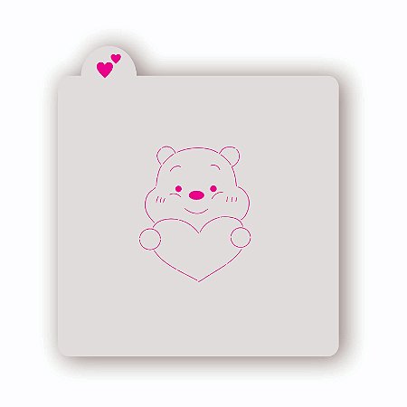 Estêncil Ursinho Pooh com coração