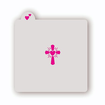 Estêncil Cruz com Coração