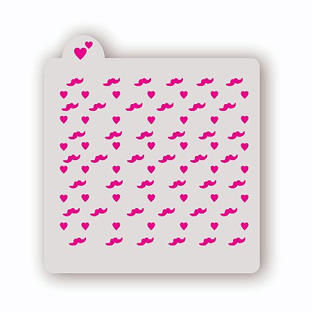 Estêncil Fundo Bigodinhos com Coração