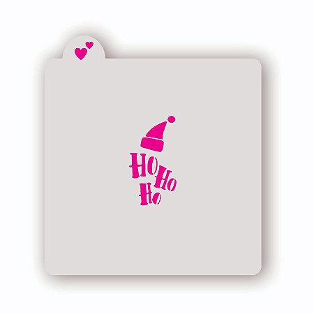 Estêncil HO HO HO com Gorro