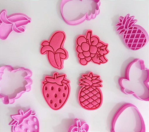 Kit de Cortadores Frutas com carimbo