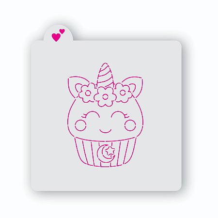 Estêncil Cupcake de unicórnio