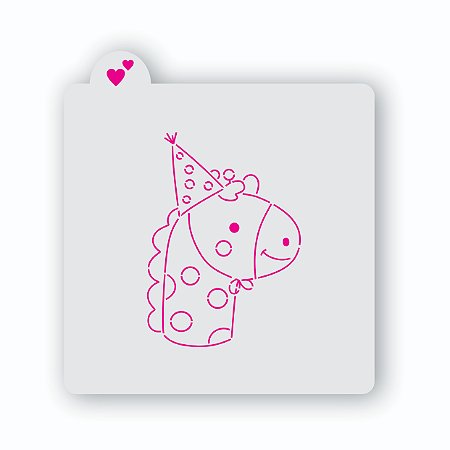 Estêncil girafa com chapéu de festa