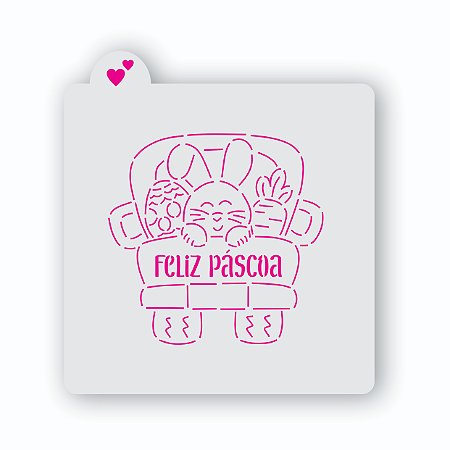 Estêncil Coelho Carro 10cm