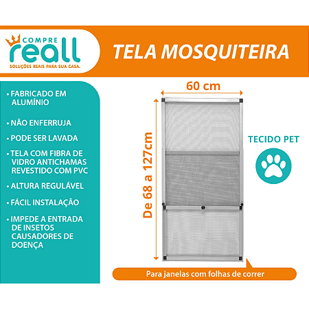 Tela Mosquiteira com TECIDO PET - Largura 60cm