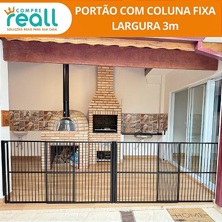 Portão de Segurança + coluna fixa - Largura até 3 metros reto ou em "L" Altura 100cm - Alumínio