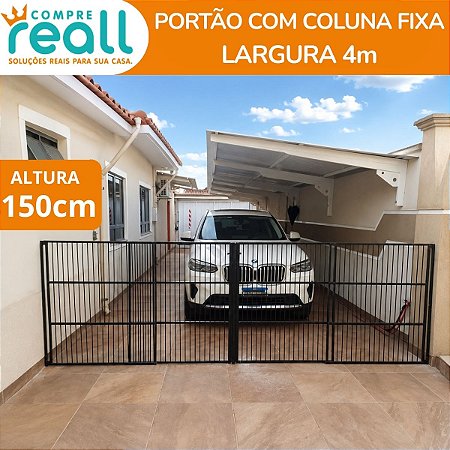 Portão de Segurança para Crianças e Pets 150cm x até 4m com Coluna Fixa em Alumínio
