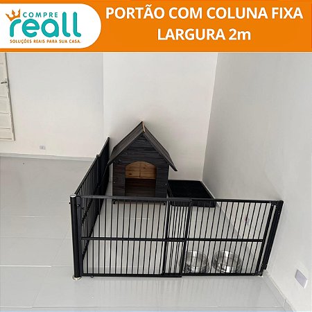 Portão de Segurança + coluna fixa - Largura até 2 metros reto ou em "L" Altura 100cm - Alumínio