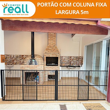 Portão de Segurança + coluna fixa - Largura até 5 metros reto ou em "L" Altura 100cm - Alumínio