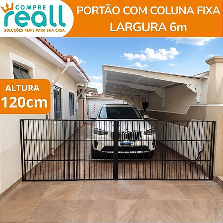 Portão de Segurança para Crianças e Pets 120cm x até 6m com Coluna Fixa em Alumínio