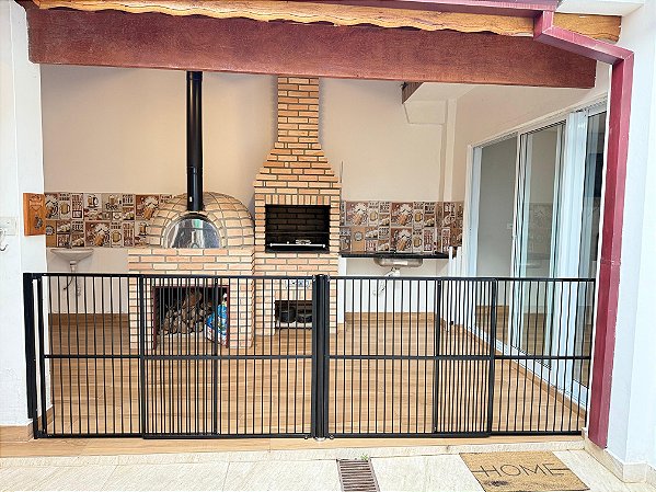 Portão de Segurança + coluna fixa - Largura até 6 metros reto ou em "L"  Altura 85cm - Alumínio