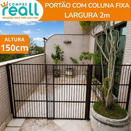 Portão de Segurança para Crianças e Pets 150cm x até 2m com Coluna Fixa em Alumínio